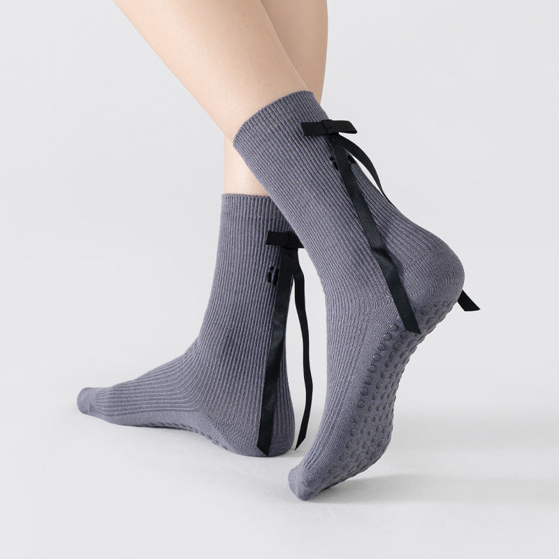 Coquette Bow Pilates Grip Socks | Ballet Inspired Non-Slip Yoga Socks
