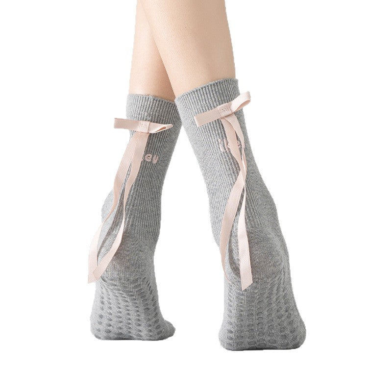 Coquette Bow Pilates Grip Socks | Ballet Inspired Non-Slip Yoga Socks